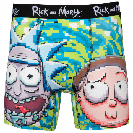 Rick and Morty with Portal Pixelated Boxer Briefs